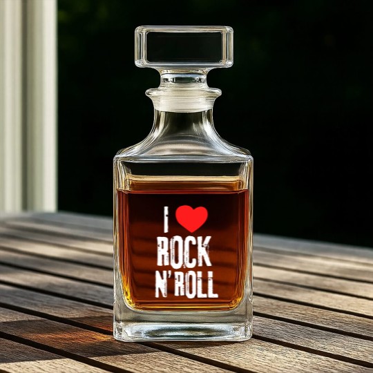 Discover i love rock roll band musician rock concert t Whiskey Decanters