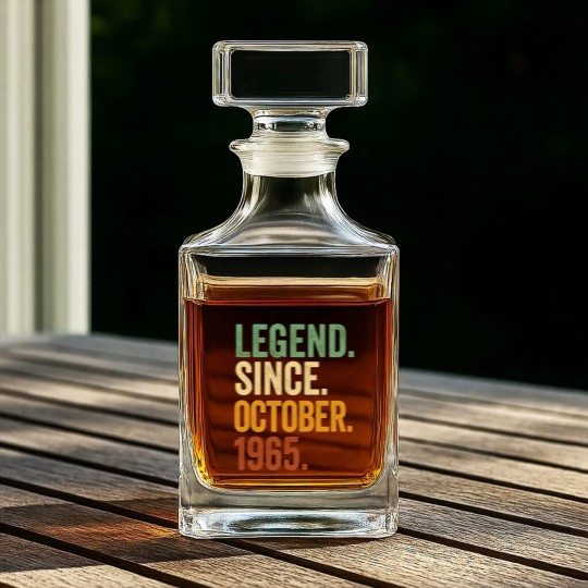 Discover Retro 1965 Birthday October Born Legend Since 1965 Whiskey Decanters