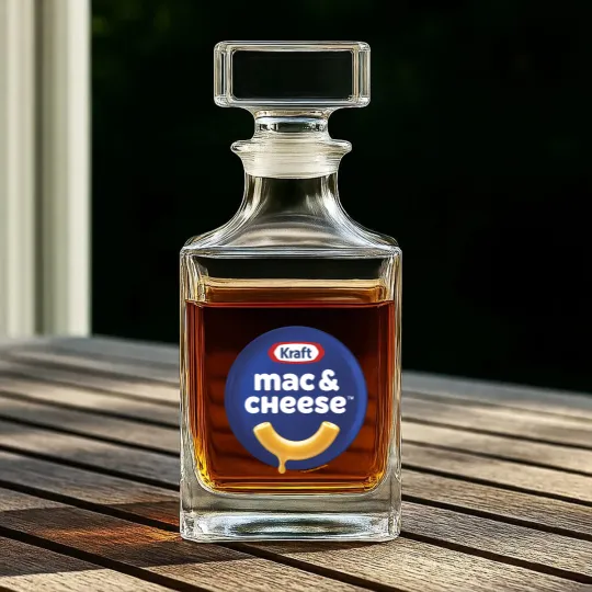 Discover heinz kraft mac cheese macaroni big chest logo Whiskey Decanters