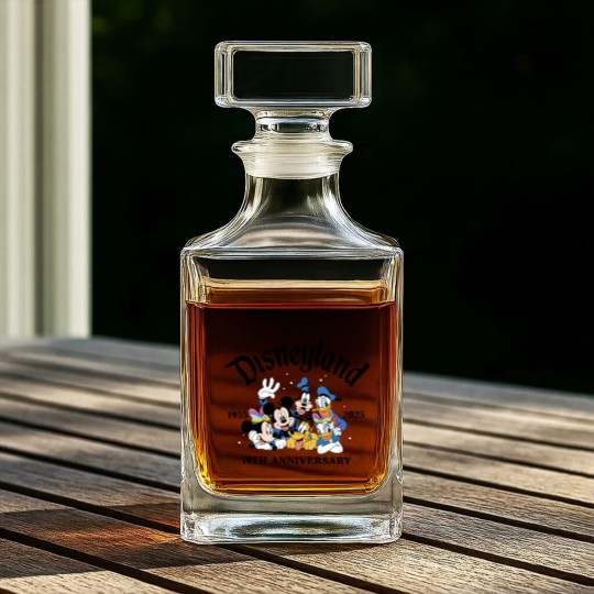 Discover Disneyyland 70th Anniversary Whiskey Decanters, Castle Platinum Celebration 1955-2025 Whiskey Decanters