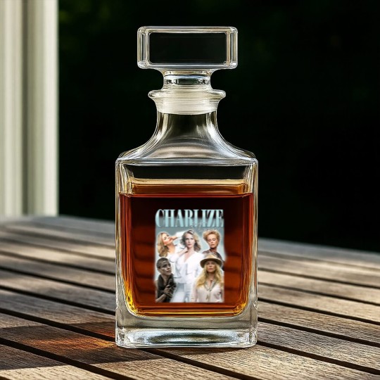 Discover Charlize Theron Vintage Bootleg Whiskey Decanters, Charlize Theron Vintage Graphic Whiskey Decanters