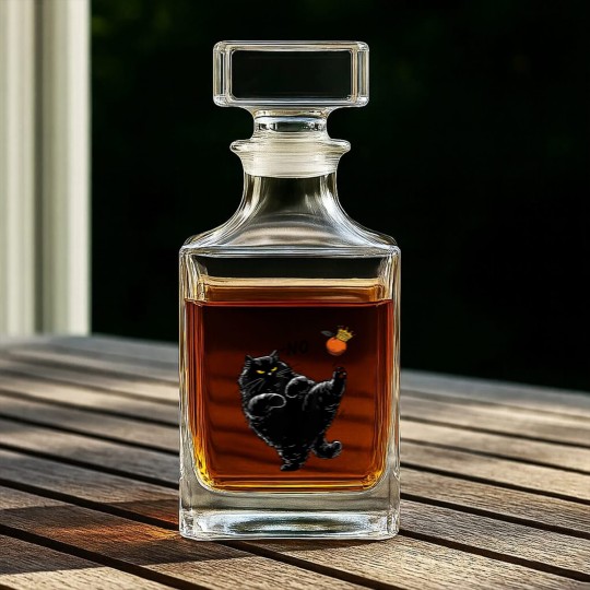 Discover No Kings in America Black Cat Whiskey Decanters, No Kings Whiskey Decanters, Funny Political Meme Whiskey Decanters