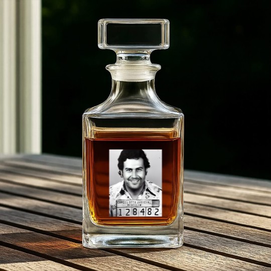 Discover Pablo Escobar Mugshot Premium Whiskey Decanters