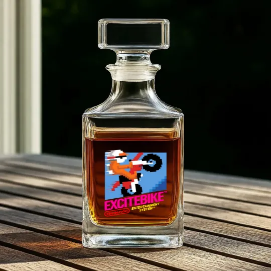 Discover NES Excitebike Transparent Whiskey Decanters