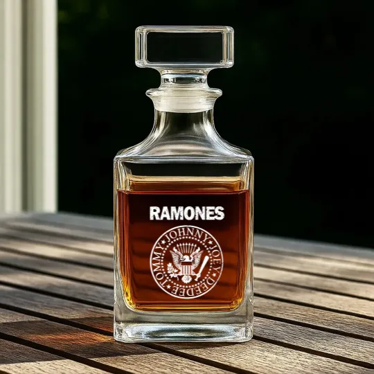 Discover RAMONES Presidential Seal Distressed Logo GRAY/white Whiskey Decanters New S-5XL