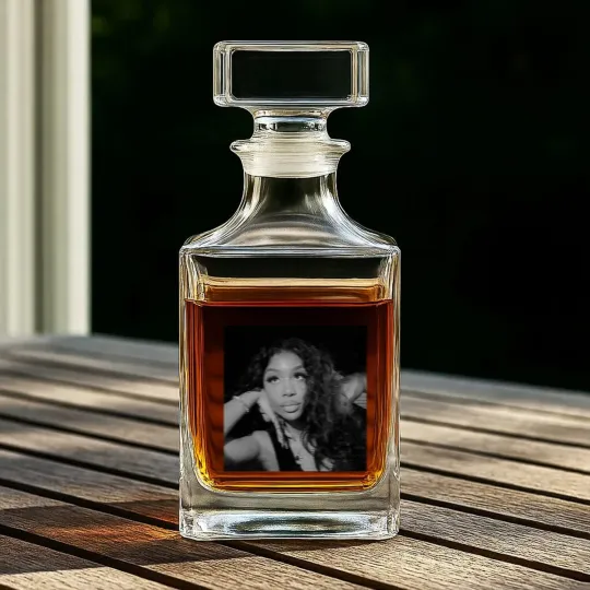 Discover Graphic "S-Z-A" Black n White RnB Printed Whiskey Decanters