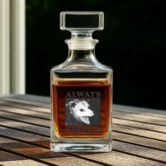 Discover Always Pissed Funny Opossum Eat Trash Be Free Whiskey Decanters