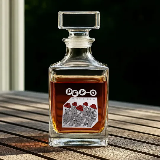 Discover Devo Band PREMIUM Whiskey Decanters, Devo Freedom and Choice Whiskey Decanters