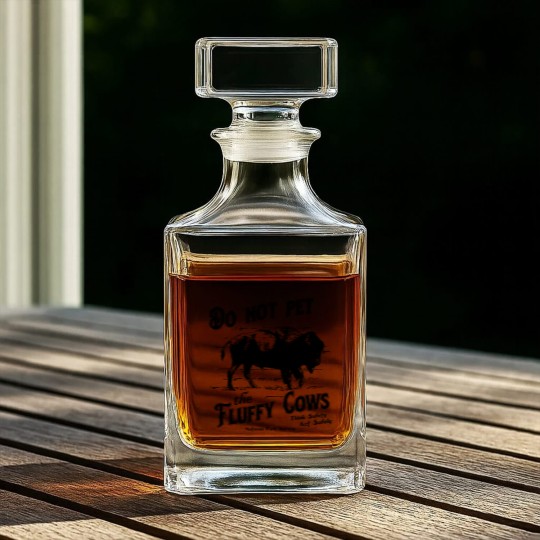 Discover Do Not Pet The Fluffy Cows Think Safety Act Safely YStone National Park Whiskey Decanters
