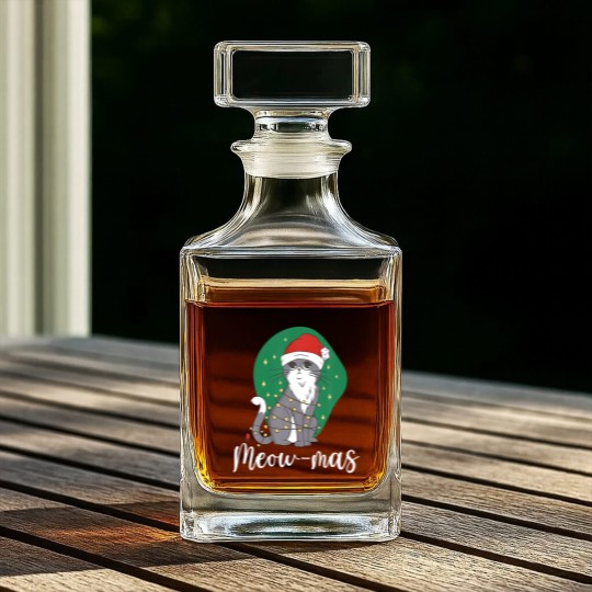 Discover Meow-Mas Cat Christmas Kitten Animal Christmas Tre Whiskey Decanters