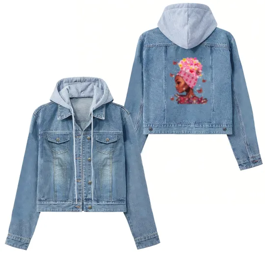 Discover In October We Wear Pink Black Woman Breast Cancer Awareness Women's Denim Jackets