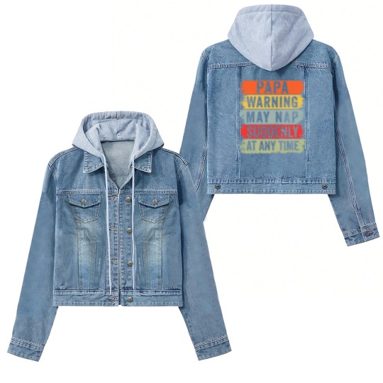 Discover Papa Warning May Nap Suddenly At Any Time Women's Denim Jackets