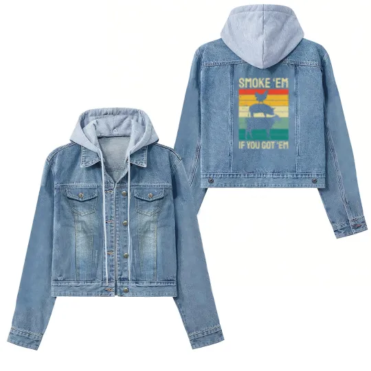 Discover Smoke Em If you Got Em BBQ - Funny Retro Smoking Women's Denim Jackets