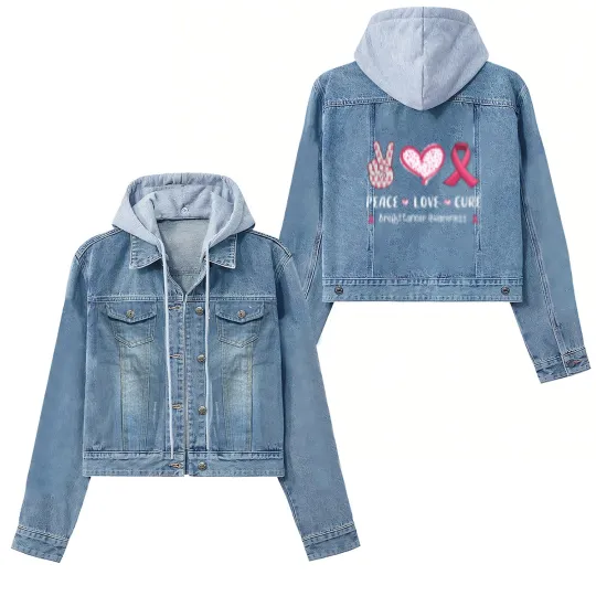 Discover Peace Love Cure Breast Cancer Awareness Women's Denim Jackets