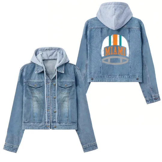 Discover Miami Retro Helmet - Aqua - Dolphins - Women's Denim Jackets