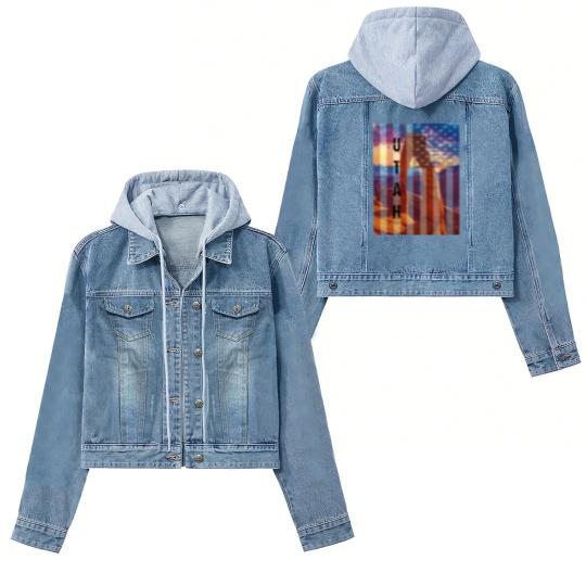 Discover Utah American Flag Women's Denim Jackets