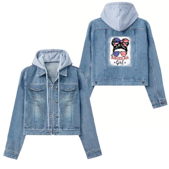 Discover All American Girl Bleached Women's Denim Jackets Patriotic July 4th Women's Denim Jackets