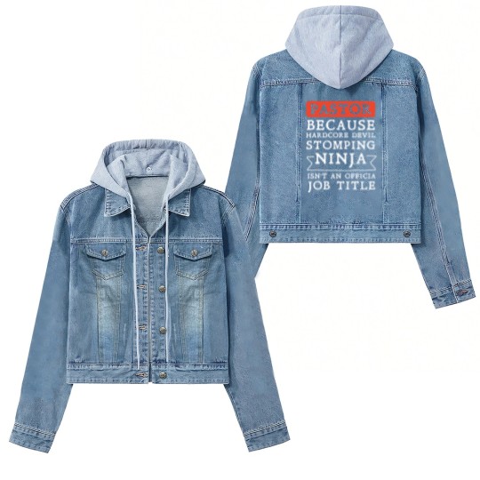 Discover pastor because hardcore devil stomping ninja isnt Women's Denim Jackets