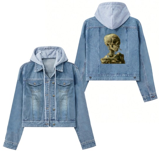 Discover Skull with Burning Cigarette by Vincent van Gogh - Skull - Women's Denim Jackets