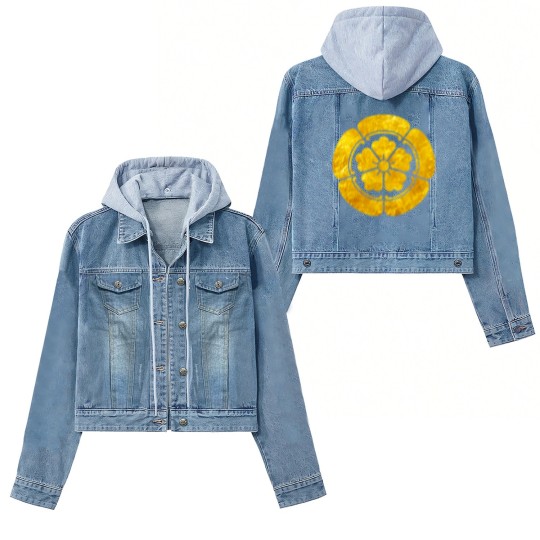 Discover Oda Mon Japanese samurai clan faux gold on black Women's Denim Jackets
