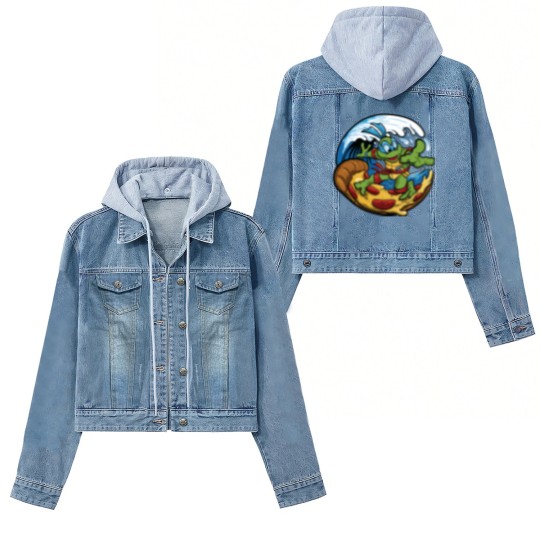 Discover ninja turtles surfing pizza Women's Denim Jackets