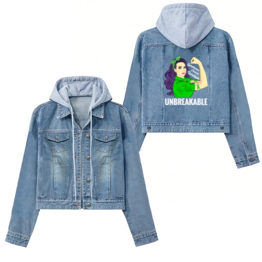 Discover Lymphoma Cancer Awareness Warrior Unbreakable Support - Lymphoma Cancer - Women's Denim Jackets