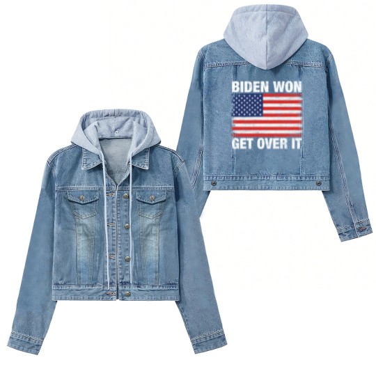 Discover Biden Won Get Over It Us Flag - Biden Wins - Women's Denim Jackets