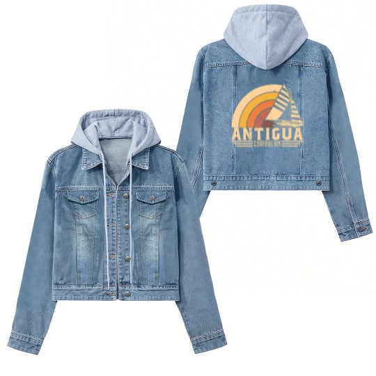 Discover Antigua Retro Sailing Vacation Design - Antigua - Women's Denim Jackets