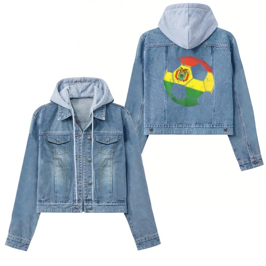Discover Bolivia Soccer Ball Flag Women's Denim Jackets