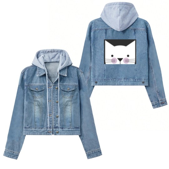 Discover Peek-a-Boo Kitty, Black and White with Lavender Cheeks - Cats - Women's Denim Jackets