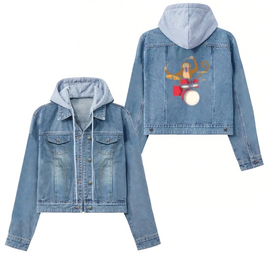 Discover Monkey Playing Drums Drummer Band The Animal Women's Denim Jackets