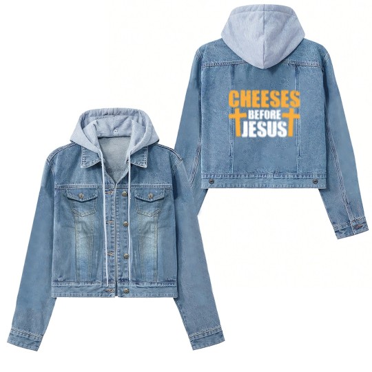 Discover Cheeses Before Jesus Joke Pun Cheese - Cheese - Women's Denim Jackets