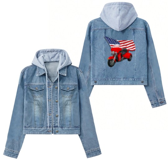 Discover Trike with Flag Women's Denim Jackets