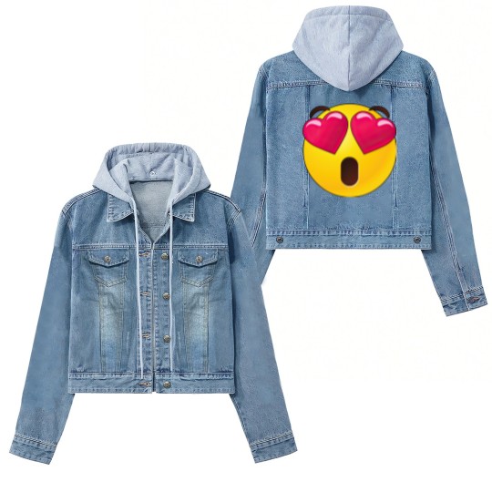 Discover Emoji Heart Eyes Valentines Women's Denim Jackets