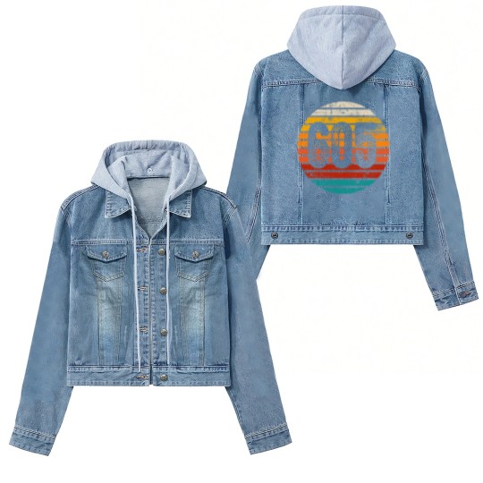 Discover Distressed Vintage Sunset 605 Area Code Women's Denim Jackets