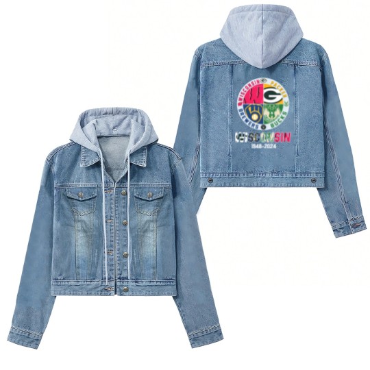 Discover Wisconsin And Packers And Brewers And Bucks Wisconsin Sport 1948 2024 Garden Flag Women's Denim Jackets