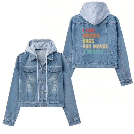 Discover I Like Horses Dogs And Maybe 3 People Women's Denim Jackets, Women Horse Lover Women's Denim Jackets, Horse mom Women's Denim Jackets