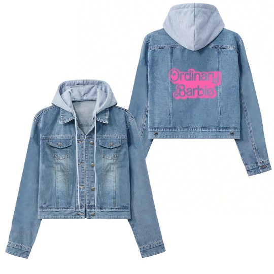 Discover Ordinary Barbie Unisex Women's Denim Jackets Jersey Short Sleeve Women's Denim Jackets in White and Barbie Pink
