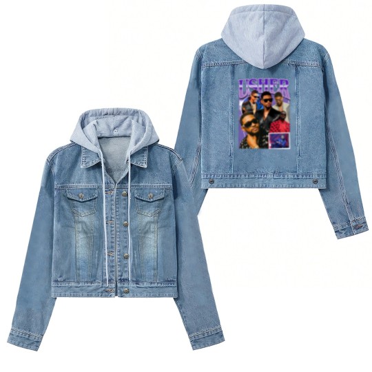 Discover Limted Rapper Usher Women's Denim Jackets, Vintage Usher 90s Women's Denim Jackets, Retro Usher Graphic Women's Denim Jackets