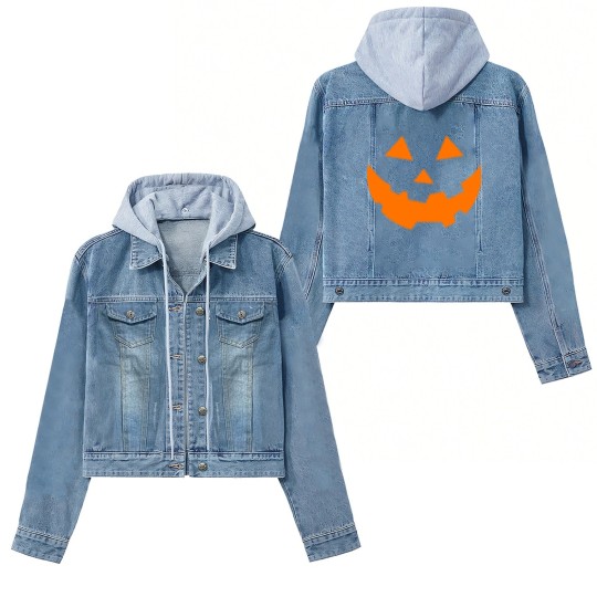 Discover Halloween Pumpkin Face Women's Denim Jackets, Cute Halloween Women's Denim Jackets, Halloween Party Costume 2023, Halloween Matching Women's Denim Jackets, Halloween Gift for Friend