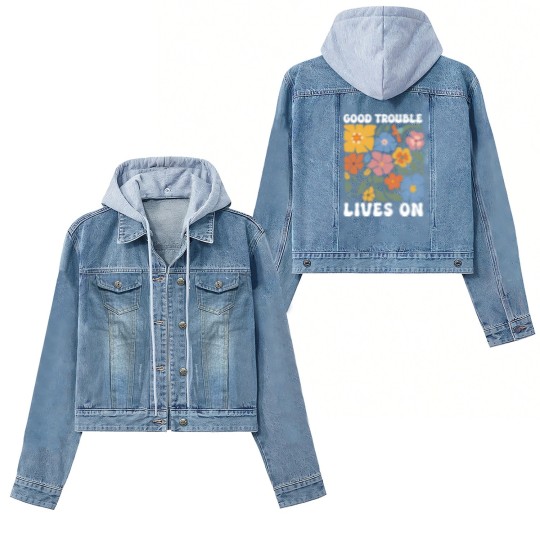 Discover Floral Good Trouble Lives On Women's Denim Jackets, Resistance Women's Denim Jackets, John Lewis Women's Denim Jackets
