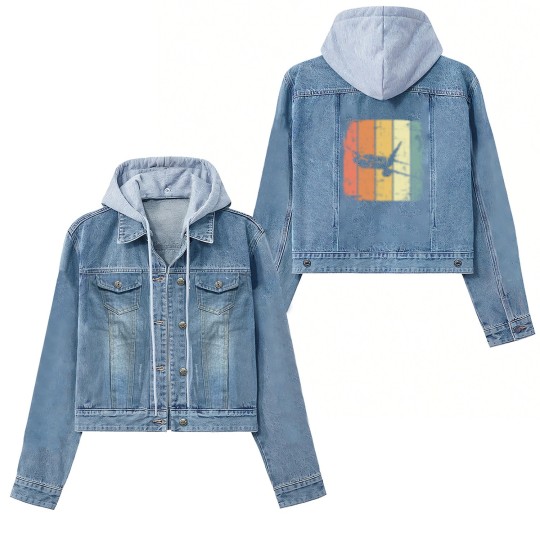 Discover Airplane Vintage Passenger Airplane Women's Denim Jackets