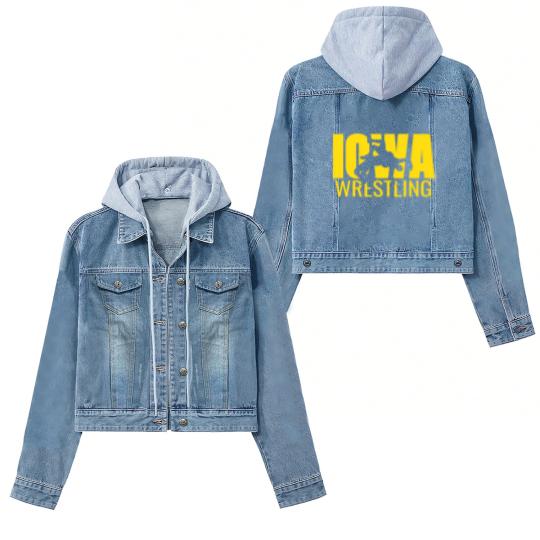 Discover Iowa Wrestling Freestyle Wrestler Gift The Hawkeye Women's Denim Jackets