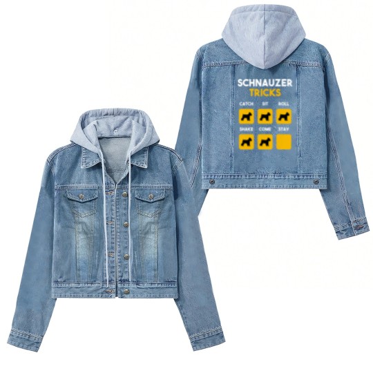 Discover Stubborn Schnauzer Tricks Funny Gift for Shnauzer Women's Denim Jackets