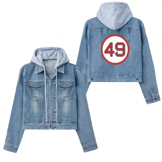 Discover Tim Wakefield 49 Jersey Number (2) 6+4+3=2 Boston Women's Denim Jackets