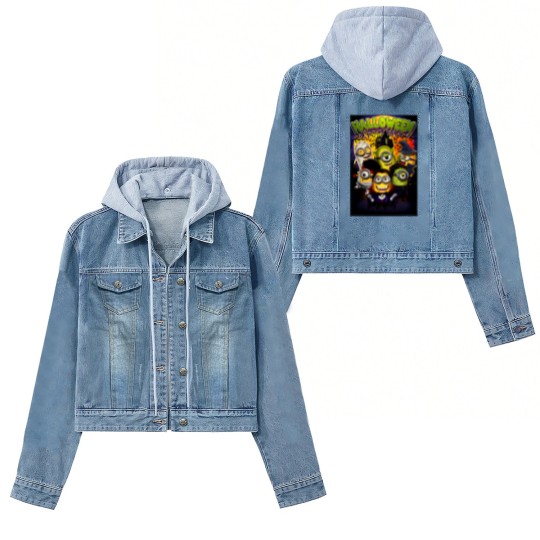 Discover Unisex Halloween Minions Jersey Short Sleeve Women's Denim Jackets