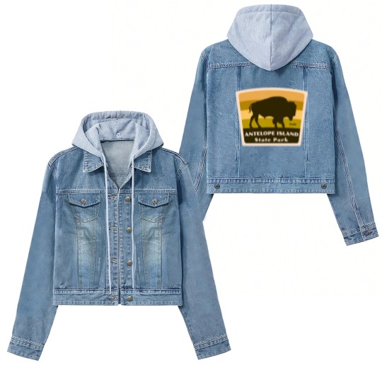 Discover antelope island state park utah bison herd souvenir Women's Denim Jackets