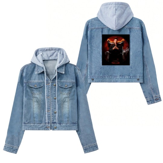 Discover Lucifer circle script photographic print Women's Denim Jackets