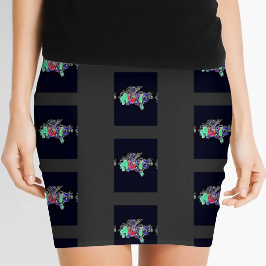 Discover Music Black  Colorful Text 5132 Women's Mini Skirts