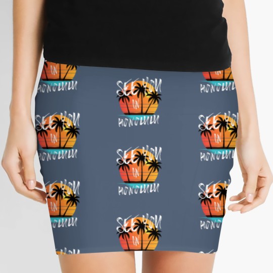 Discover Honolulu retro vintage family surfer souvenir Women's Mini Skirts